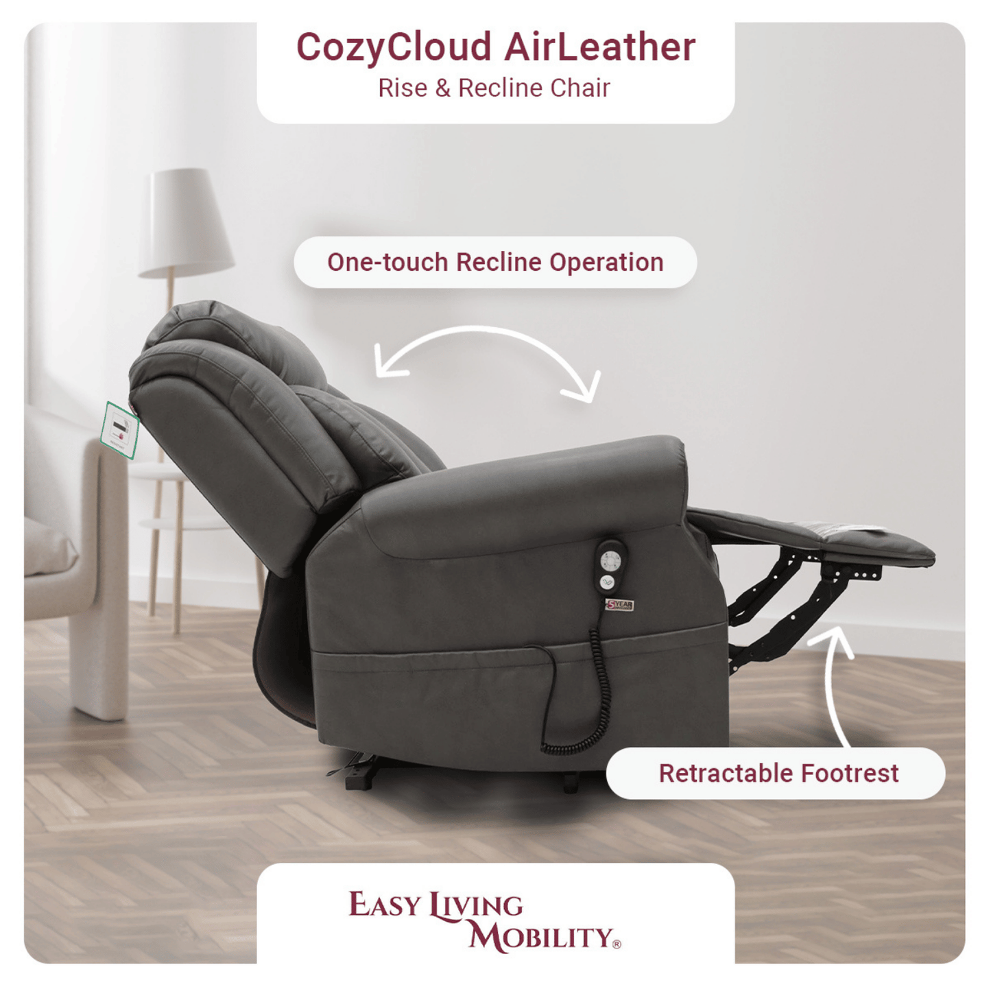 CozyCloud AirLeather Riser Recliner Chair