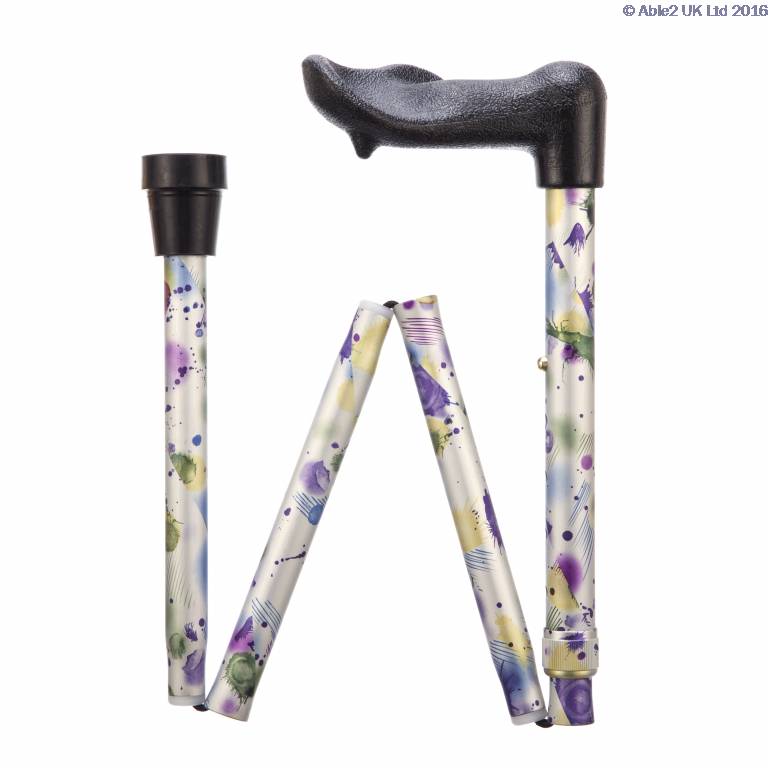 Arthritis Grip Cane - Folding, adjustable, Right Handed - Floral