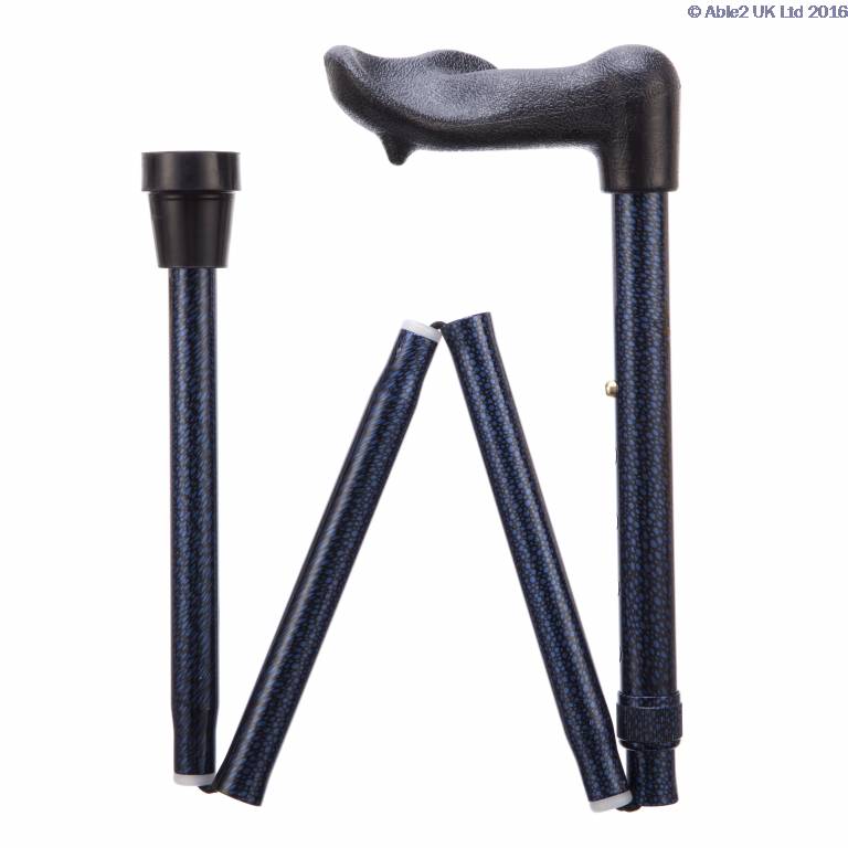 Arthritis Grip Cane - Folding, adjustable, Right Handed - Blue Ice