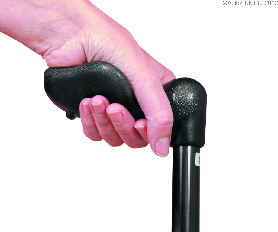 Arthritis Grip Cane Adjustable - Black, Left Handed