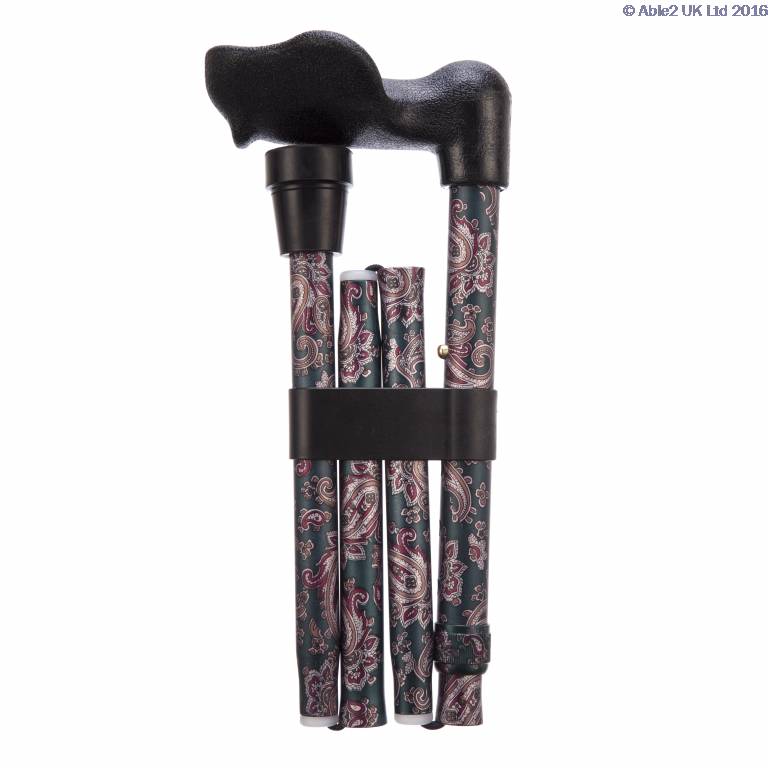 Arthritis Grip Cane - Folding, adjustable, Left Handed - Paisley