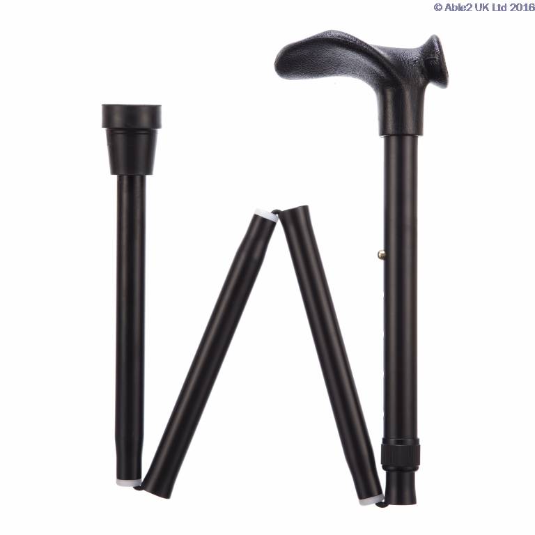 Comfort Grip Cane - Folding, adjustable, Left Handed - Black