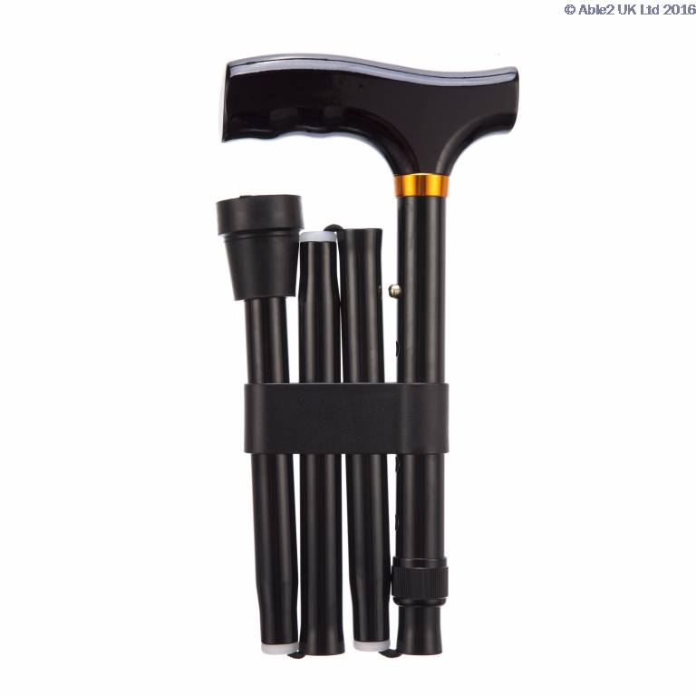 Folding Adjustable Walking Sticks - Black 31-35"