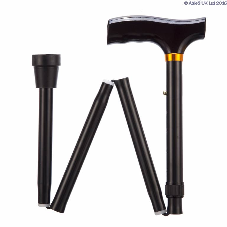 Folding Adjustable Walking Sticks - Black 29-33"
