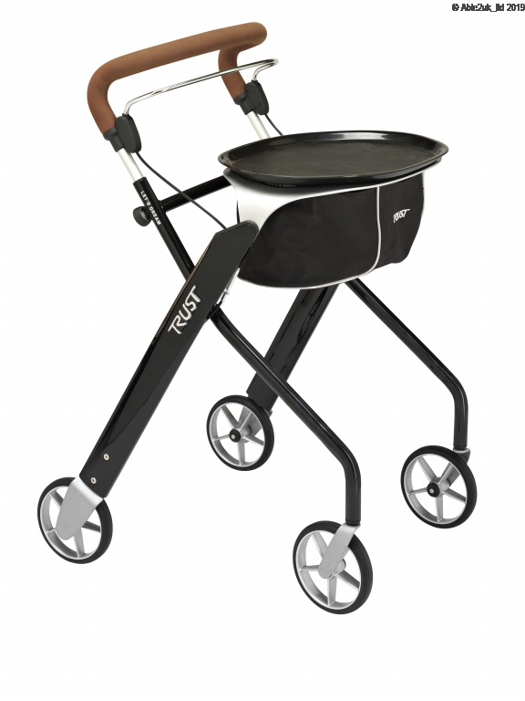 Lets Dream Rollator - Black with brown handle