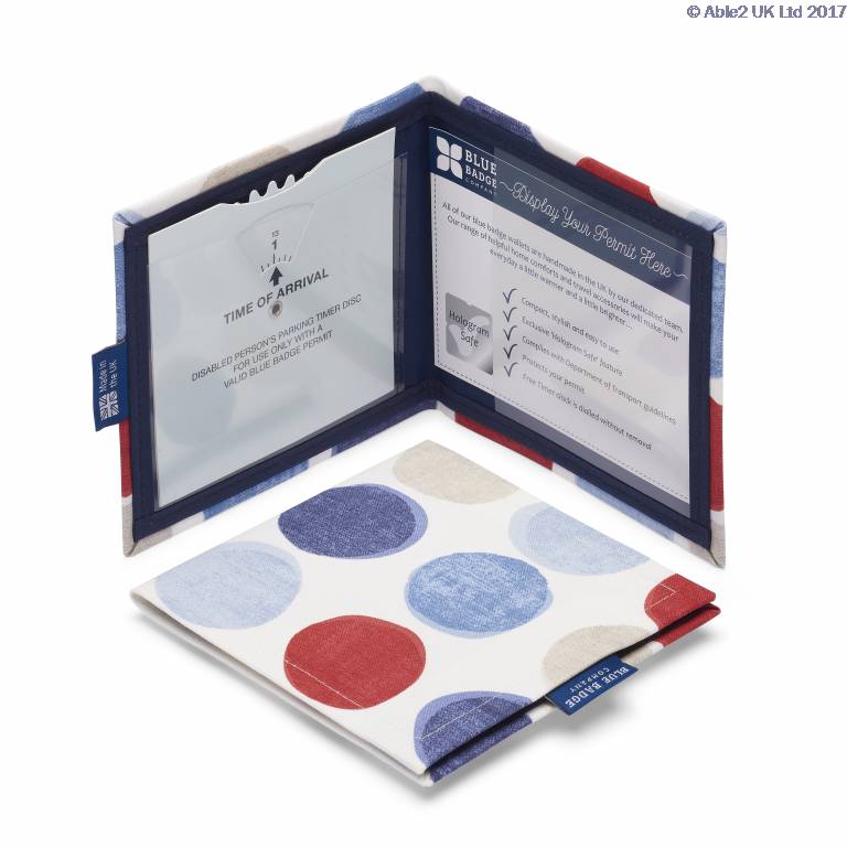 Blue Badge Permit Cover Helix Spots Blue/Red