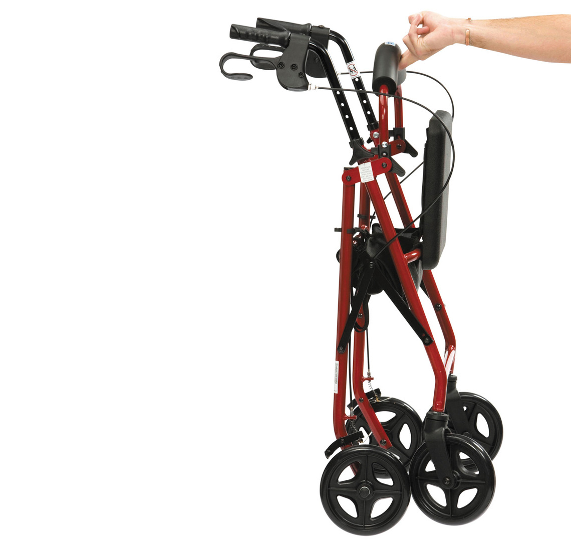 Compact Aluminium Rollator Red 8" Wheel