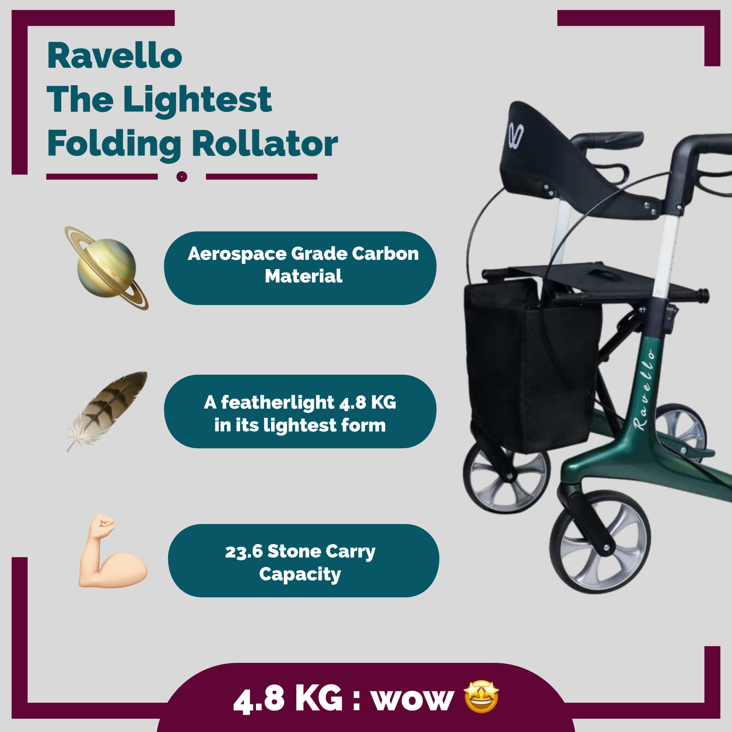 Ravello Carbon Fiber Rollator